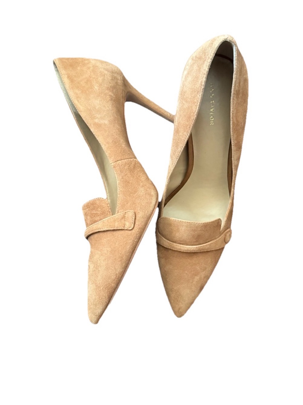 Ann Taylor Suede Pointed-Toe Pumps in Light Brown